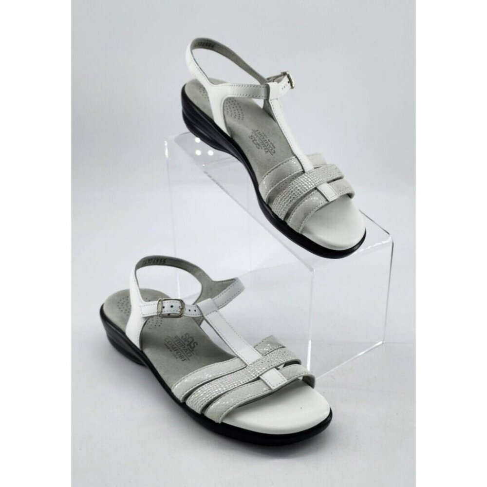 SAS Women's Capri T Strap Strappy Sandals TRIPAD Comfort Shoes White Size 7.5 N